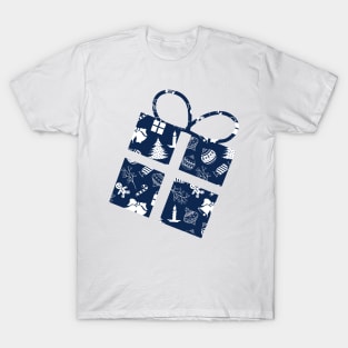 Christmas Pattern Blue White T-Shirt